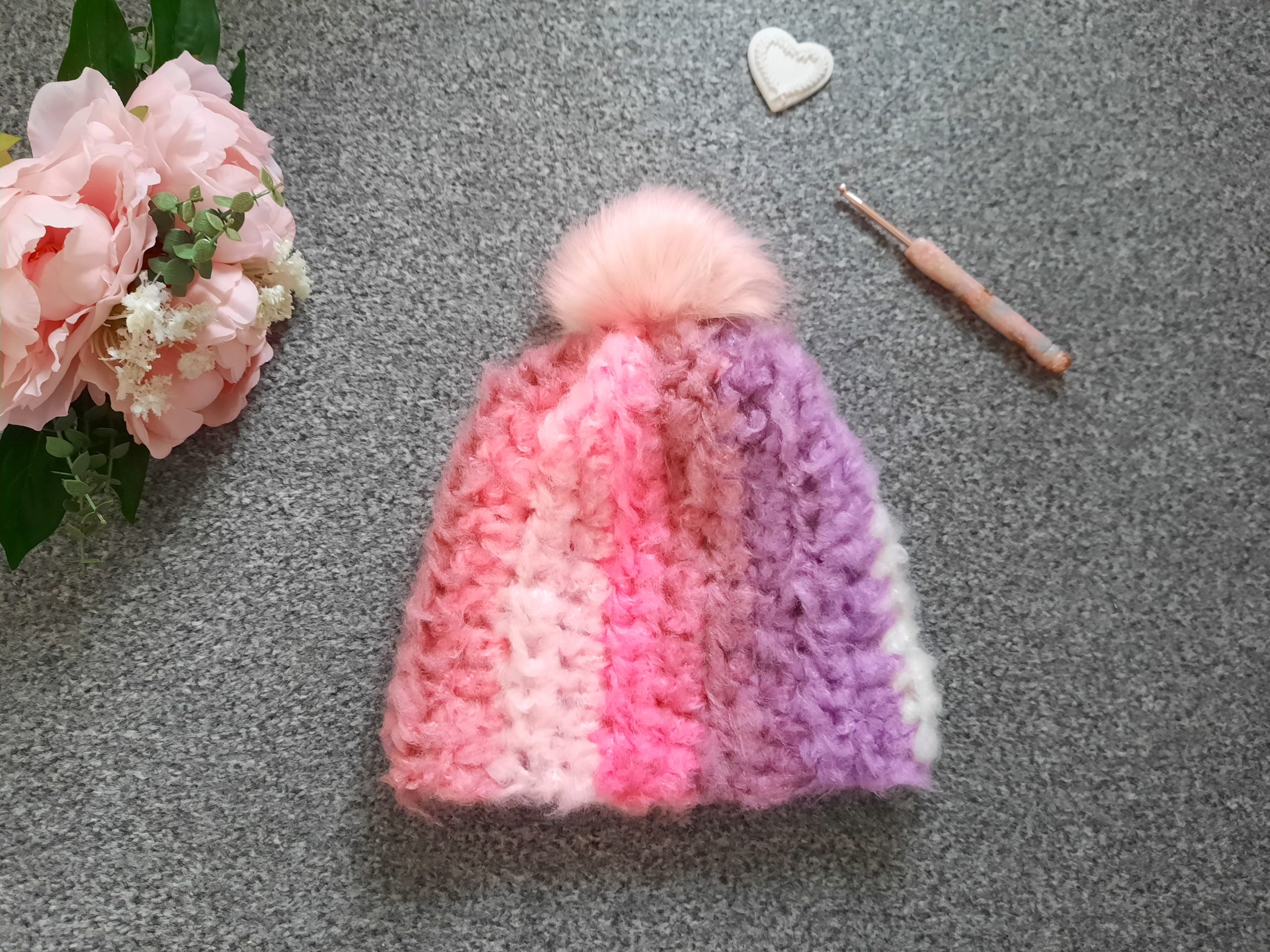 Crochet Easy Mandala Fluffy Beanie by Selina Veronique Crochet